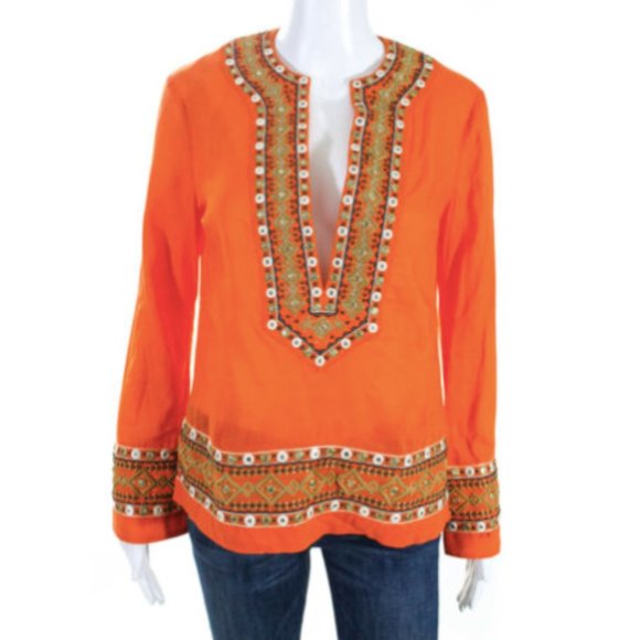 Tory Burch Tops - Tory Burch Mirror Embroidered Boho Tunic Blouse 2